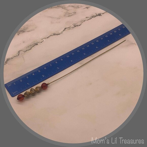 Red Orange And Gold Textured - 8” • Hatpin - Stick Pin • 4/2 - Picture 6 of 11